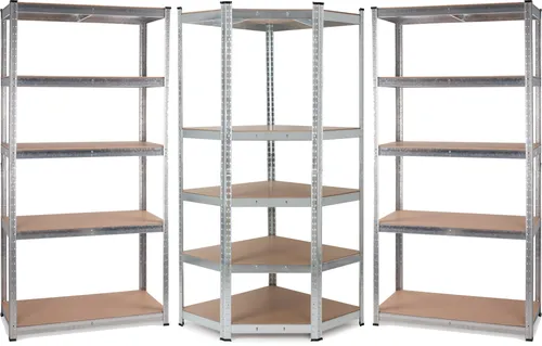 Stagecaptain Heavyrack Lager-Eckregal Extended Set - Robustes Eckregal für Lagerräume und Keller, mit 5 variabel montierbaren Böden pro Regal und einer Tragkraft von bis zu 175 kg pro Boden für optimale Stabilität.