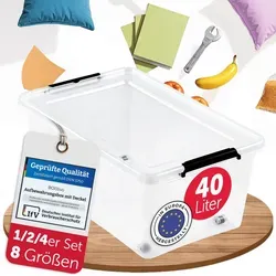 BOXXivo Aufbewahrungsbox 40L mit Deckel – BPA-freie Stapelbox, robuste & lebensmittelechte Box