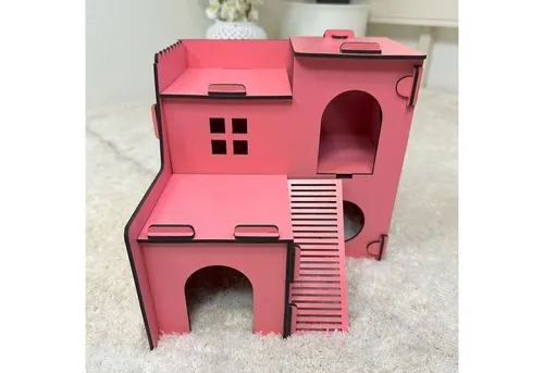 Jungengel Kleintierhaus Hamsterhaus Mäusehaus Holz Hamsterhütte Mäusehütte Tierhaus, 100% Holz, Einfache Montage, 23x21,5x21 cm, Robust & Langlebig