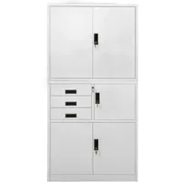 vidaXL Büroschrank Hellgrau 90x40x180 cm aus Stahl - Büroschrank mit 3 verstellbaren Einlegeböden und Schließfach, ideal zur sicheren Aktenaufbewahrung. Langlebig und pflegeleicht, perfekt für jedes Büro.