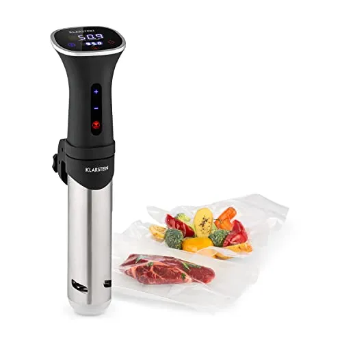 Klarstein Sous Vide Garer 1200 W - Sous-Vide Garer mit App-Steuerung und 3D Circulation für gleichmäßige Temperaturen, ideal für gesunde und schmackhafte Gourmet-Mahlzeiten.