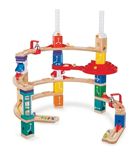 Quadrilla Kodierungsset für Fortgeschrittene - Kugelbahnen für Kinder ab 6 Jahren, fördert logisches Denken mit 20 Bausteinen, Murmelverteilern und 40 Spielkarten für spannende Herausforderungen.