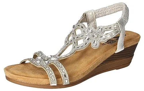 2Go Fashion Damen 8910-806-21 Keilsandale, Silber, 37 EU