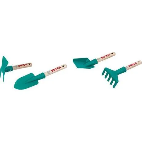 Theo Klein 2735 Bosch Garten Handgeräte-Set - Spaten, Rechen, Schaufel und Hacke, fördert Motorik und Naturverständnis für Kinder ab 3 Jahren