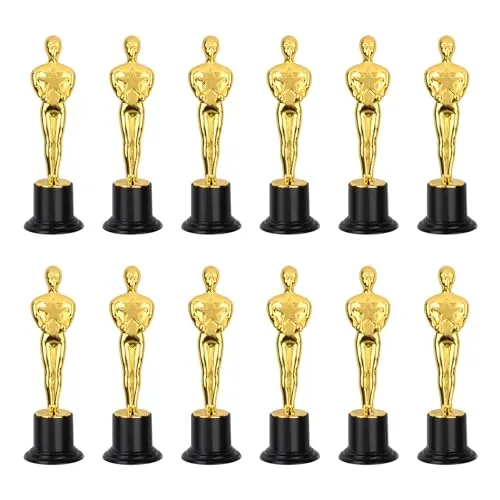 Granvoo 12 Pokal Kinder Set, 15,2 cm/13 cm Mini Goldene Trophäen aus Kunststoff, Kleine Siegertrophäe für Schulauszeichnungen, Partys, Feiern und Sport (15.2cm)