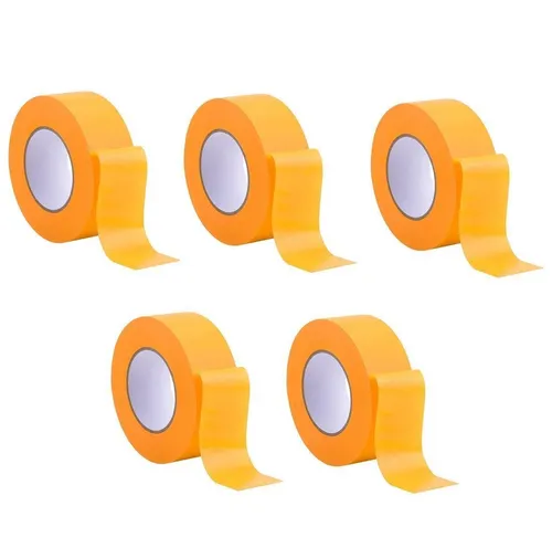 BAYLI Kreppband 5er Set Profi Goldband Klebeband 50 m Rolle x 40 mm - Malerband Gold