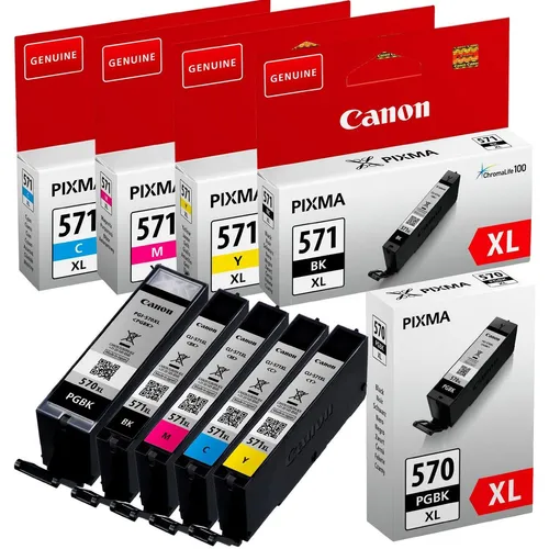 Canon PGI-570XL/CLI-571XL Druckerpatronen 5er Multipack - 5er Multipack Tintenpatronen für Canon Drucker, ideal für brillante Druckergebnisse in CMYK und PGBK, sorgt für langlebige Ausdrucke und ist einfach zu installieren.