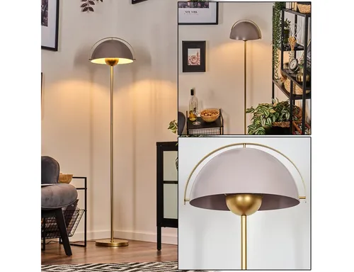 Hofstein Stehlampe im Retro-Vintage-Design mit Fußschalter - Elegante Stehlampe aus goldfarbenem Metall, Höhe 147 cm, ideal für stilvolle Innenräume. Perfekt für eine gemütliche Atmosphäre ohne Leuchtmittel.