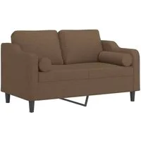 vidaXL 2-Sitzer-Sofa mit Zierkissen in Braun - Modernes 2-Sitzer-Sofa aus strapazierfähigem Stoff mit abnehmbaren Kissenbezügen. Ideal zum Entspannen, mit robustem Metallgestell für maximale Stabilität.