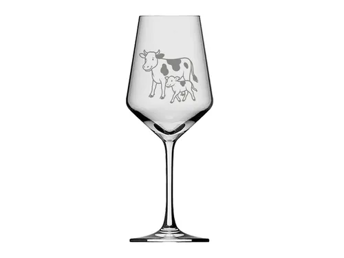 eXODA Weinglas Kuh und Kalb - Charmante Motivgravur, 350 ml, 1-tlg., Glas, Atemberaubende Darstellung