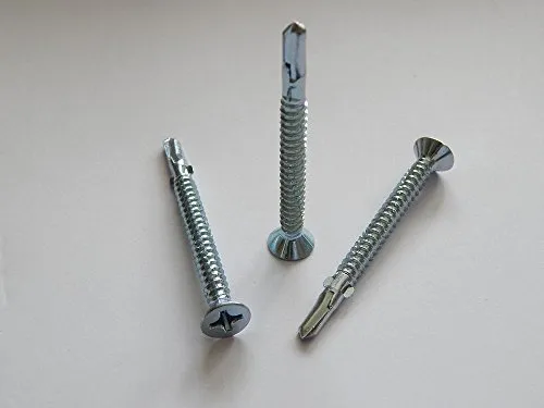 Stück Flügelbohrschrauben 4,8x38 mm mit Senkkopf, Flügeln und Rippen, Kreuzschlitz H, Stahl einsatzgehärtet verzinkt 100