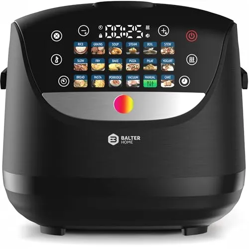 Balter Reiskocher, Multikocher mit 18 Programme, 4L Rice Cooker, Multicooker, Fuzzy-Logic, Dampfgarer & Slow Cooker, Warmhaltefunktion & Timer, inkl. Premium Topf, Zubehör & Rezeptbuch, klein
