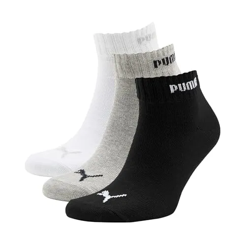 PUMA Quarter Sock 3er-Pack Quarter, Grau/Weiß/Schwarz, 6-8