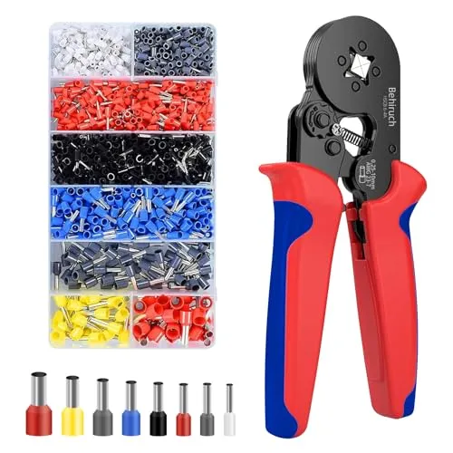 Behiruch Crimpzange Aderendhülsen Set, mit 1300 Stück Aderendhülsen, für 0,25-10 mm² Aderendhülsenzange Crimpzange Set, Krimpzangenset