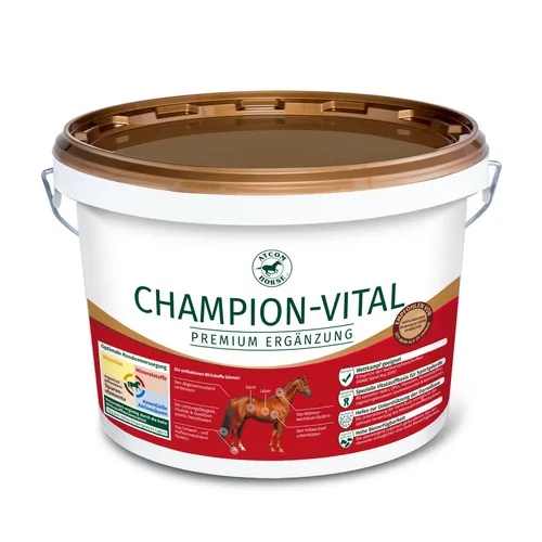 ATCOM CHAMPION-VITAL für Pferde 10 kg - Premium Pferdefutter für Sportpferde, unterstützt Vitalität und Leistungsfähigkeit durch essentielle Mikronährstoffe, Aminosäuren und Antioxidantien für optimale Gesundheit und Regeneration.