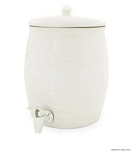 KERAZO Getränkespender, Fass, Rumtopf, Gefäß zur Fermentation von Kombucha inkl. Zapfhahn 6,0L, weiß