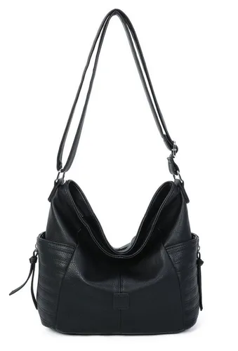 ITALYSHOP24 Schultertasche Damen Tasche Shopper CrossOver, als Handtasche, Umhängetasche, Hobo Bag tragbar