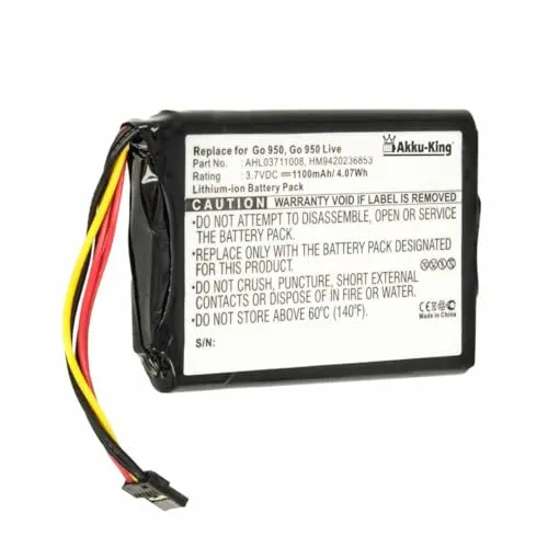 Akku-King Akku kompatibel mit Tomtom AHL03711008 - Li-Ion 1100mAh - für Tomtom Go 950, Go 950 Live, 4CP9.002.00, 8CP9.011.10