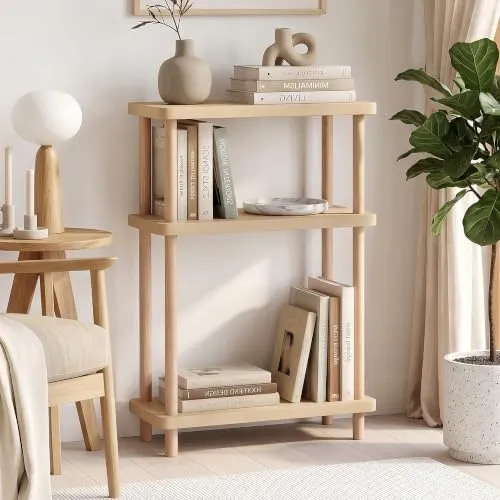 [en.casa] Standregal schmal Nampernu 62x40x18 cm Creme – Flexibles Stauraumwunder