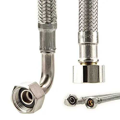 Tecuro - Trinkwasser Zulaufschlauch Ig Mit Bogen 90° X Ig - Ktw-a- Dvgw 3/8 X 3/8 X 1000 Mm