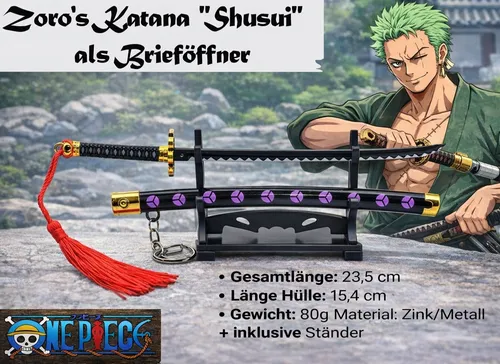 NEU One Piece Zoro Katana Schwert als Brieföffner 23,5cm für Manga Anime Sammler