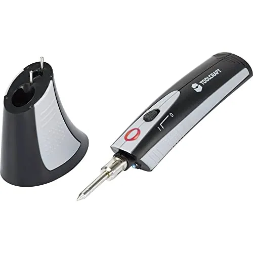 TOOLCRAFT Lötkolben 230 V/AC - Präzisionslötkolben mit 450 °C - Lötgeräte für präzises Löten, ideal für mobile Anwendungen dank leistungsstarkem Li-Ionen Akku; perfekt für Modellbau und Hobbyprojekte.