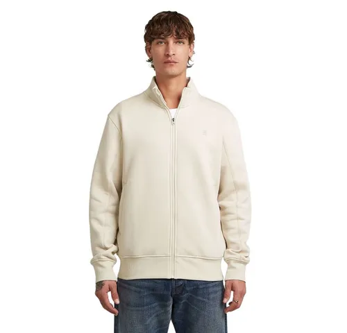 G-STAR Sweatjacke mit Logostickerei - Herren-Sweatjacke in Größe L, pflegeleicht mit unifarbenem Design und Stehkragen, ideal für einen lässigen Look.