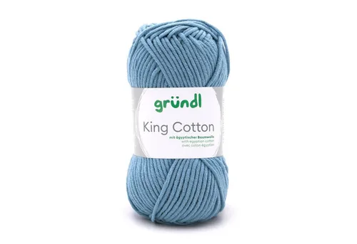 Gründl Wolle King Cotton Baumwollgarn Strickgarn Häkelwolle, 78,00 m (50g Handstrickgarn, Strickwolle, Baumwollmischgarn mit ägyptischer Baumwolle, zum Stricken und Häkeln für Nadelstärke 6 - 7 mm), mit Häkel - Anleitung zum download