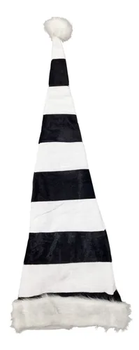 Lange ca. 90cm Weihnachtsmütze Nikolausmütze Schwarz Weiß Santa Mütze Nikolaus