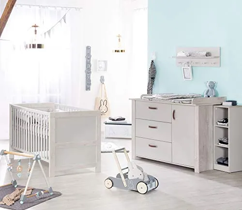 roba Kinderzimmerset 'Mila' mit Baby- und Kinderbett - Wickeltische & -kommoden: Kombinierbares Kinderbett und Wickelkommode mit abnehmbarem Wickelansatz, sanft schließenden Türen und modernem Design für eine stilvolle Babypflege.