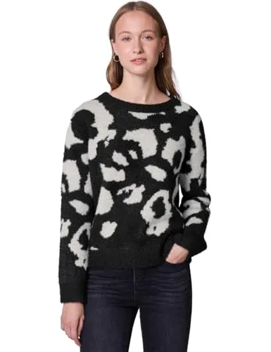 Street One Studio Kuscheliger Rundhalspullover Black 36 - Damen Pullover mit Rundhalsausschnitt, modisches Muster und besonders kuscheligem Material für höchsten Tragekomfort.