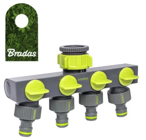 Bradas 4-Wege Verteiler Wasserverteiler 4 Wege für Gartenschlauch Absperrhahn LE-03033K Bradas, (1-tlg), Adapter: Innengewinde 3/4