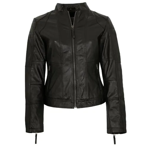 7eleven - Damen Echtleder Lederjacke Lammnappa schwarz