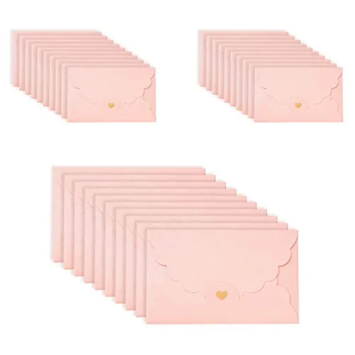 ASFINS Rosa Briefumschläge, 30 Stück Mini Umschläge Geschenkkarte Umschlag für Weihnachten Geschenk Süße Umschlag für DIY Hochzeit Geburtstagsfeier, 17,4 x 11 cm (M)