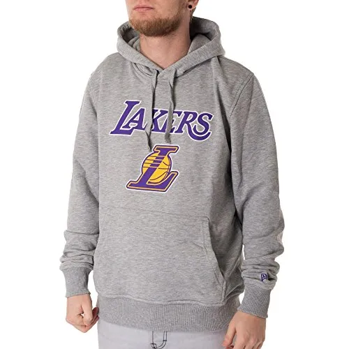 New Era NBA Los Angeles Lakers Kapuzenpullover 3XL Grau - Bequemer Hoodie mit offiziellem Los Angeles Lakers Logo. Hochwertige Baumwollmischung für besten Tragekomfort, ideal für den Alltag. Mit Kängurutasche und stylischer Kapuze.
