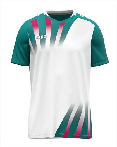 JAKO Unisex Kinder Trikot Vintage, Kurzarm, weiß/türkis, 164