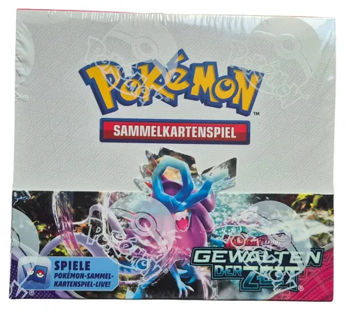 Pokémon-Sammelkartenspiel: Boosterpack-Display-Box Karmesin & Purpur – Gewalten der Zeit - Sammelkarten Packs & Sets mit 36 Boosterpacks, die neue Pokémon aus Vergangenheit und Zukunft enthalten – ideal zum Ausbau deiner Sammlung!