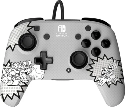 PDP LLC REMATCH Kabelgebundener Comic Attack Controller für Nintendo Switch - Erlebe Social Gaming neu! Der REMATCH Controller bietet anpassbare Rückentasten, integriertes Audio und eine 3,5-mm-Buchse für Headsets - perfekt für spannende Spieleabende!