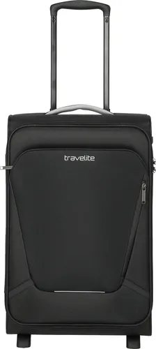 Travelite Jetpack Slim Cabin 2-Rollen Trolley 55 cm - Schwarz - Koffer mit Handgepäckmaßen für Air France, KLM, ITA. Schlank, mit integriertem Schloss und leisen Rollen. Perfekte Innenorganisation und 3 Jahre Garantie.