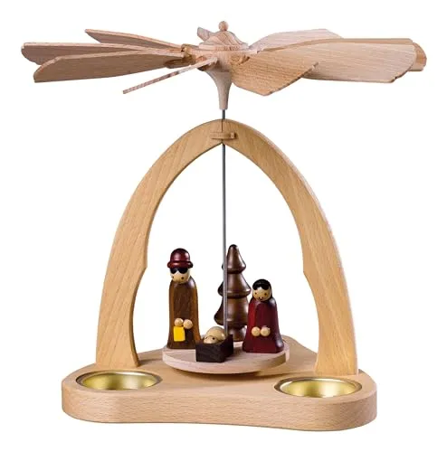 SAICO Original Weihnachtspyramide Christi Geburt, 20x21cm - Stimmungsvolle Tischpyramide aus hochwertigen Materialien, ideal für die Weihnachtszeit. Mit Platz für 3 Teelichter sorgt sie für ein festliches Ambiente und bringt traditionelle Weihnachtsfiguren stilvoll zur Geltung.