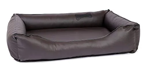 CopcoPet Hundebett Paco Kunstleder Braun 90 x 70 cm - Hundebett für mittelgroße Hunde, formstabil und pflegeleicht mit abziehbarem Bezug – ideal für gemütlichen Schlafplatz und einfache Reinigung.