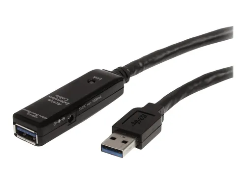 StarTech.com 3 m aktives USB 3.0 Verlängerungskabel - USB-Kabel für fehlerfreie Verbindungen, Plug&Play, inklusive externem Netzteil und blauer LED-Anzeige zur Überwachung des Verbindungsstatus.