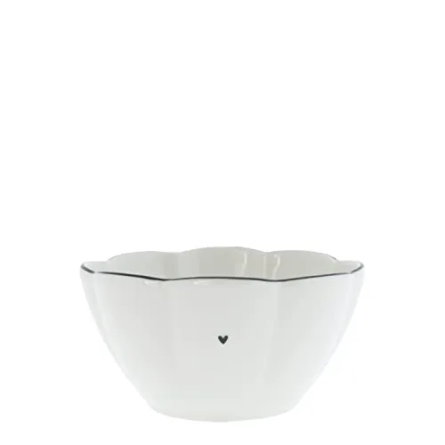 Bastion Collections Bowl Ruffle small Heart Keramik weiß schwarz D12cm Keramikschale Müslischale BC Bowl Küche gedeckter Tisch