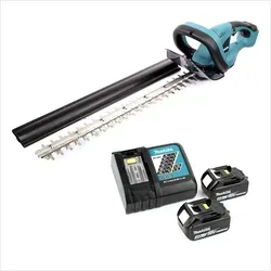 Makita DUH 523 Akku Heckenschere 18V - 52cm mit 2x 4,0Ah Akku - Heckenschere mit 52cm Schnittlänge, kraftvollem 18V Akku und Ladegerät, perfekt für präzises Schneiden und Pflege von Hecken.