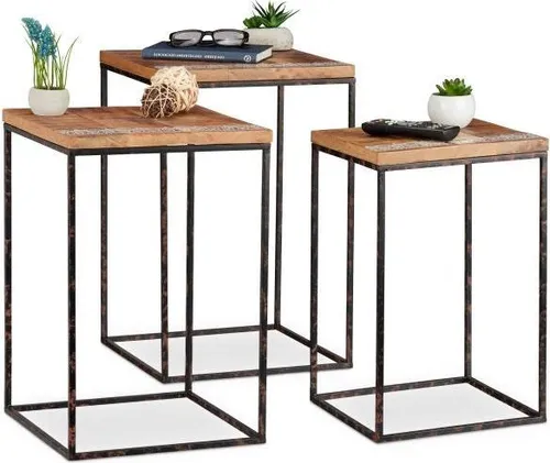 Gedeckter Tisch 3er Set aus Mangoholz