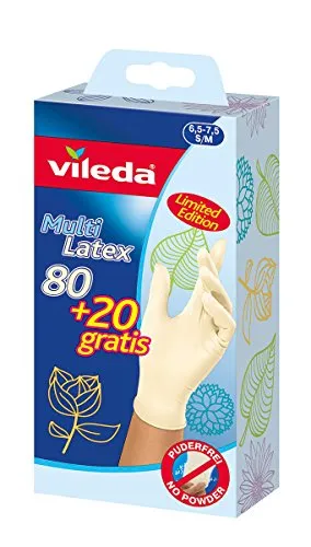 Vileda Einweg-Multi-Latex-Handschuhe, klein/mittel, Packung mit 100 Stück