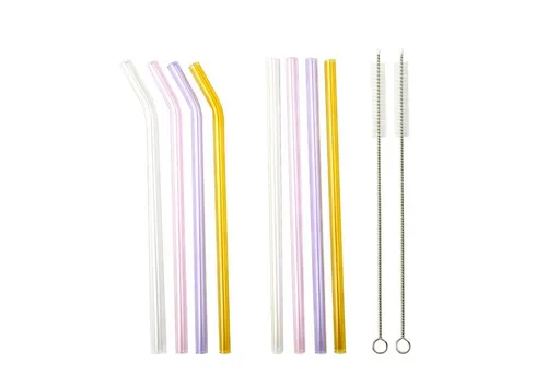 LA VAGUE Trinkhalme SMOOTHIE PARTY - Wiederverwendbare Glastrinkhalme aus hochwertigem Borosilikatglas, elegant und umweltfreundlich, ideal für stilvolle Drinks und einfache Reinigung.