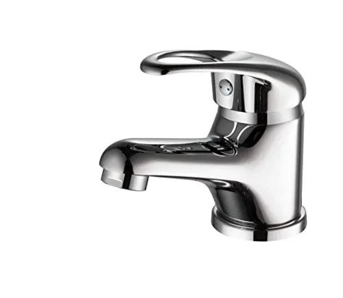 Niederdruck Waschtischarmatur Tuganna® - Einhebel Bad Armatur Chrom - Waschraumarmatur für drucklose Untertischgeräte, mit einstellbarer 40 mm Kartusche für präzise Wasserregulierung und langlebige keramische Dichtscheiben.