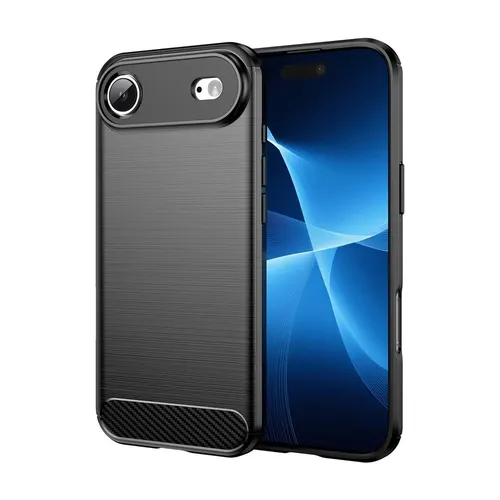 Für Apple iPhone 17 Air Carbon Fiber Brushed Design TPU Schutz Hülle Schwarz