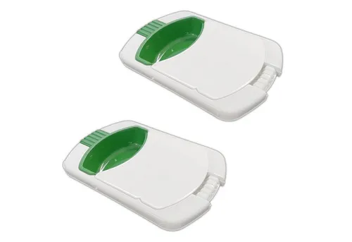 HAC24 Schneidebrett 3in1 Kombi Küchenbrett Sieb Abfallschale Camping Auffangschale, Kunststoff, (2-St), Schneidebrett und Seiher gleichzeitig